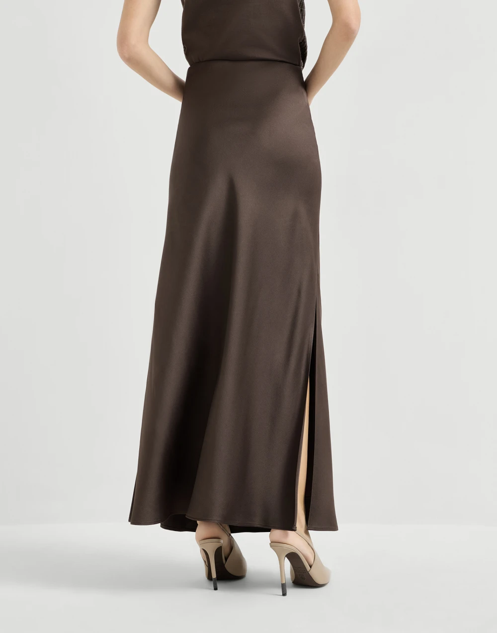 Linen wrap skirt side view